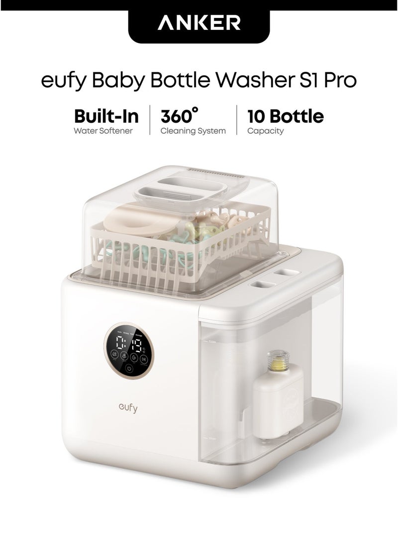 eufy Bottle Washer S1 Pro, All-in-One Baby Bottle Steriliser with 3D HydroBlast, 100°C Steam, Fast Drying, 10-Bottle Capacity - Image 1