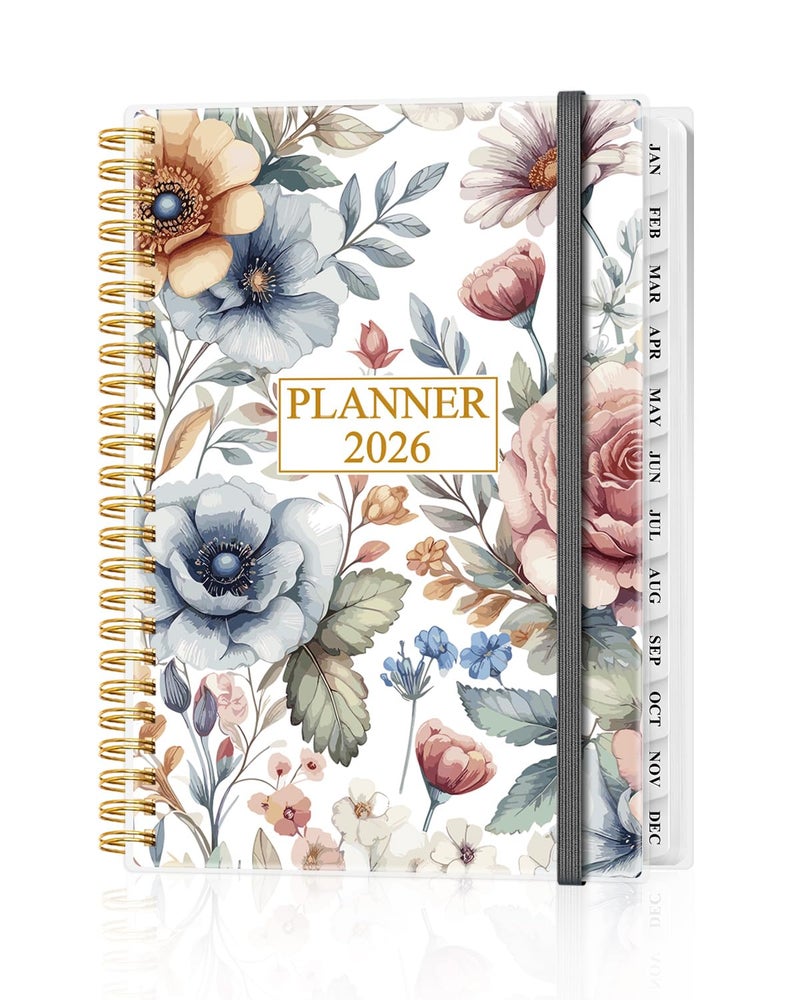 Tuun Fuplan Planner 2026 - Weekly & Monthly Planner from January 2026 to December 2026, Agenda 2026 with Inner Pocket, Elastic Band, 6.4" x 8.5", Colorful Large Flower - Image 1