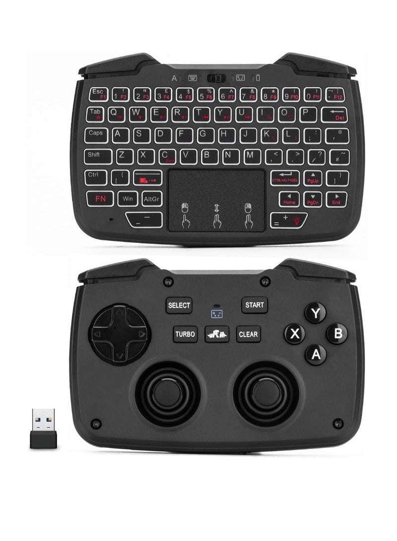 RK707 Mini Keyboard and Mouse Combo with Trackpad Media Game Controller 62-Key Rechargeable Backlit Turbo Vibration for PC Raspberry pi2 Android TV Google  - Image 1