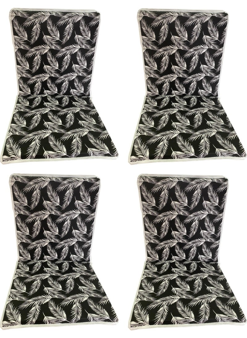 Nelson - Chair Cushion 4 Pieces Lace Garden Cushion with Back (Black Feather) Washable - Image 1