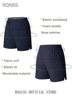 roaiss Men's Swimming Trunks Beachwear Quick Dry Beach Pants Gym Wear Fitness Workout Short for Men Breathable Elastic Adjustable Sports Running Boxer Swim Shorts Swimsuit with Pockets Summer  - Image 4
