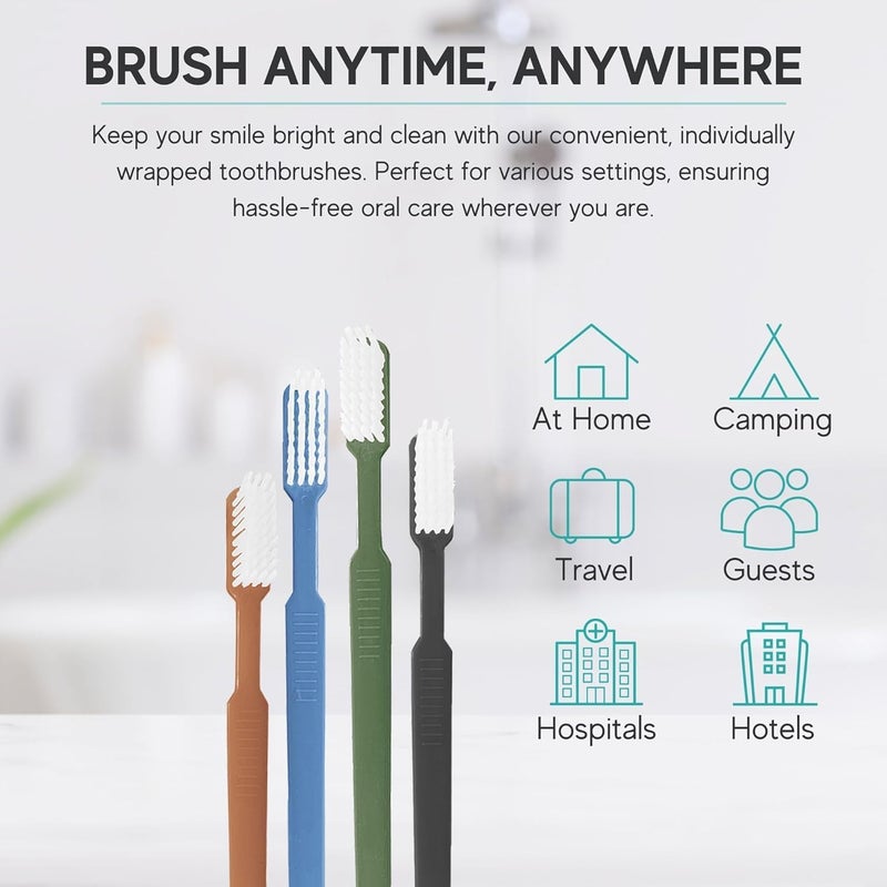 أفيستار 240 فرشاة أسنان يمكن التخلص منها مع معجون أسنان مسبق التطبيق، مغلفة بشكل فردي - فرشاة أسنان يمكن التخلص منها للاستخدام الواحد مع معجون أسنان مدمج - فرشاة أسنان بدون ماء للسفر، الضيوف، الفنادق، والتخييم - Image 5
