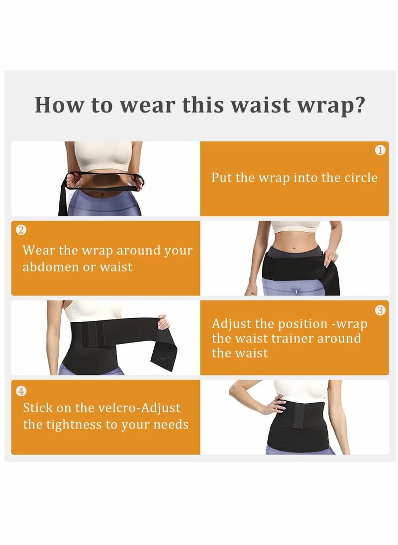 PYEBE - Waist Trainer for Women Lower Belly Fat Wrap Waist Trainer for Women Snatch Me Up Bandage Wrap Plus Size Waist Wraps for Stomach Waist Trimmer for Women Black - Image 1
