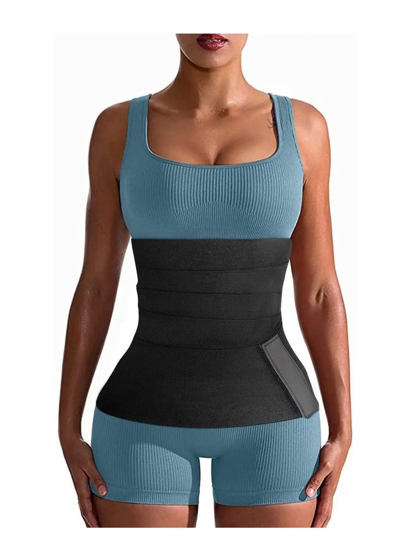 PYEBE - Waist Trainer for Women Lower Belly Fat Wrap Waist Trainer for Women Snatch Me Up Bandage Wrap Plus Size Waist Wraps for Stomach Waist Trimmer for Women Black - Image 1