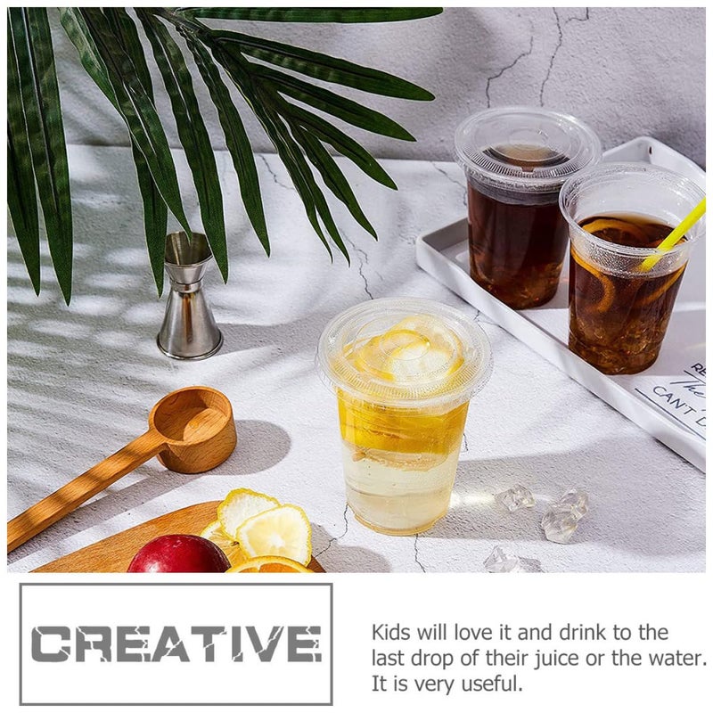 Disposable 50 Pack 380ml Clear Plastic Cups With Flat Lids For Iced Coffee Juice And Cold Drinks - Image 5