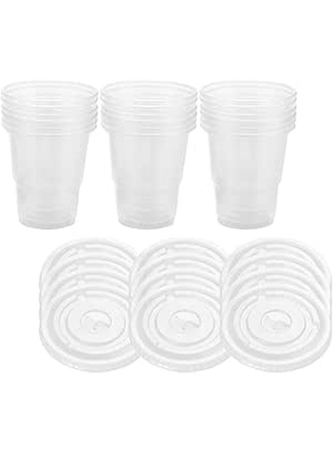 Disposable 50 Pack 380ml Clear Plastic Cups With Flat Lids For Iced Coffee Juice And Cold Drinks - Image 1