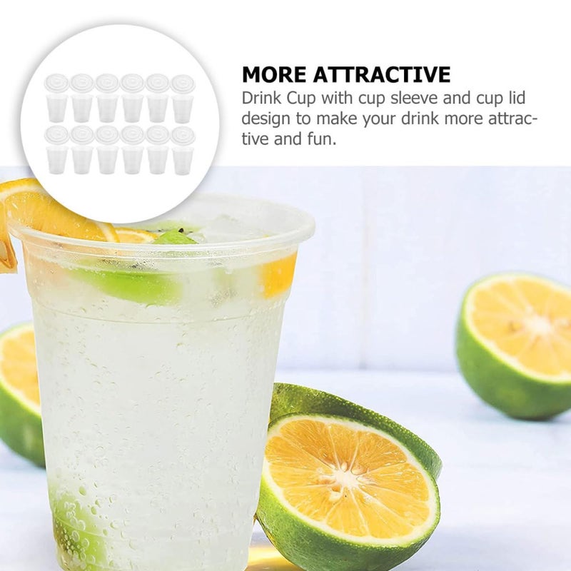Disposable 50 Pack 380ml Clear Plastic Cups With Flat Lids For Iced Coffee Juice And Cold Drinks - Image 4