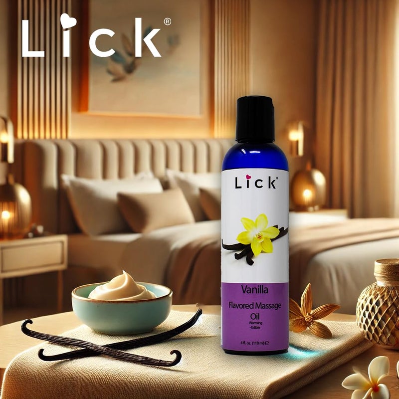 LICK Vanilla Flavored Massage Oil for Massage Therapy - Relaxing Muscle Massage for Men and Women with Natural Vitamin e Oil with Aromatherapy Oils for Skin use - Essential moisturizing Body Oils 4 oz - Image 2