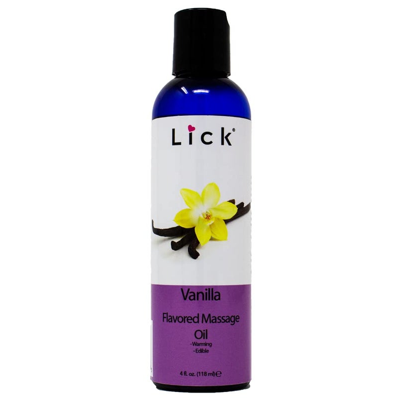 LICK Vanilla Flavored Massage Oil for Massage Therapy - Relaxing Muscle Massage for Men and Women with Natural Vitamin e Oil with Aromatherapy Oils for Skin use - Essential moisturizing Body Oils 4 oz - Image 1