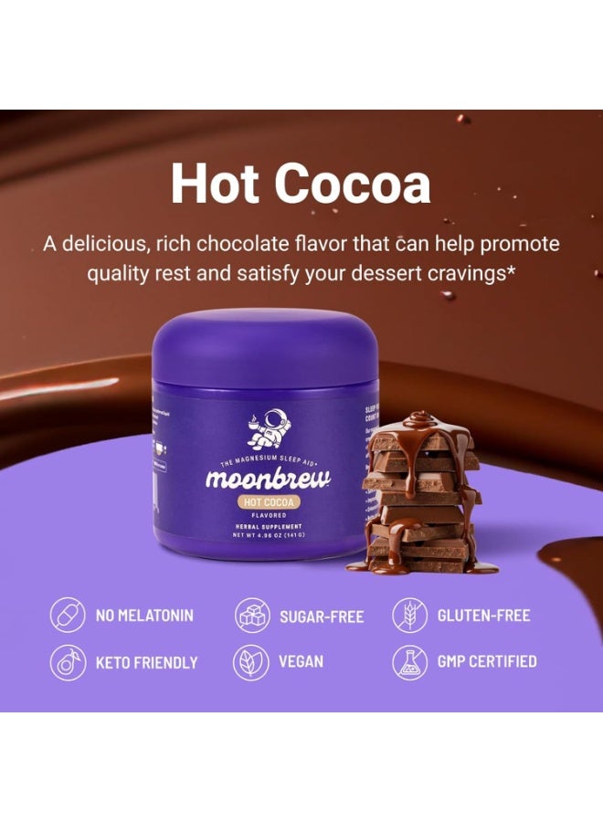 MoonBrew برطمان مشروب الكاكاو الساخن بالمغنيسيوم، مزيج مشروب طبيعي مُساعد على النوم للبالغين - مُهدئ، خالٍ من الميلاتونين، مُعزز للنوم - مسحوق شوكولاتة ساخنة مُهدئ مع ل-ثيانين، بابونج، وجليسينات الزنك، ٢٥ حصة - Image 3