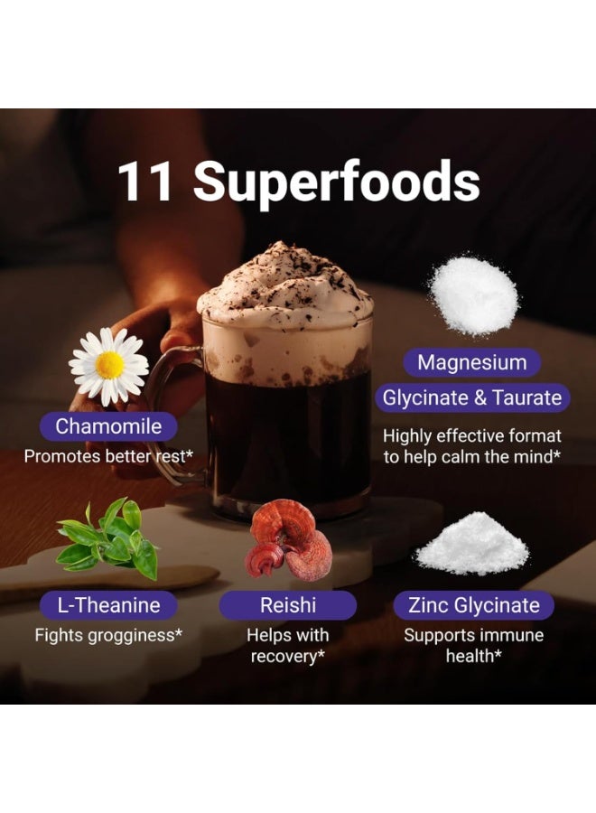 MoonBrew برطمان مشروب الكاكاو الساخن بالمغنيسيوم، مزيج مشروب طبيعي مُساعد على النوم للبالغين - مُهدئ، خالٍ من الميلاتونين، مُعزز للنوم - مسحوق شوكولاتة ساخنة مُهدئ مع ل-ثيانين، بابونج، وجليسينات الزنك، ٢٥ حصة - Image 5