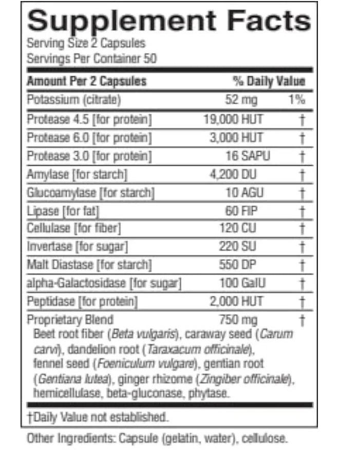 NATURE'S SUNSHINE - Proactazyme 100 Capsules - Image 1