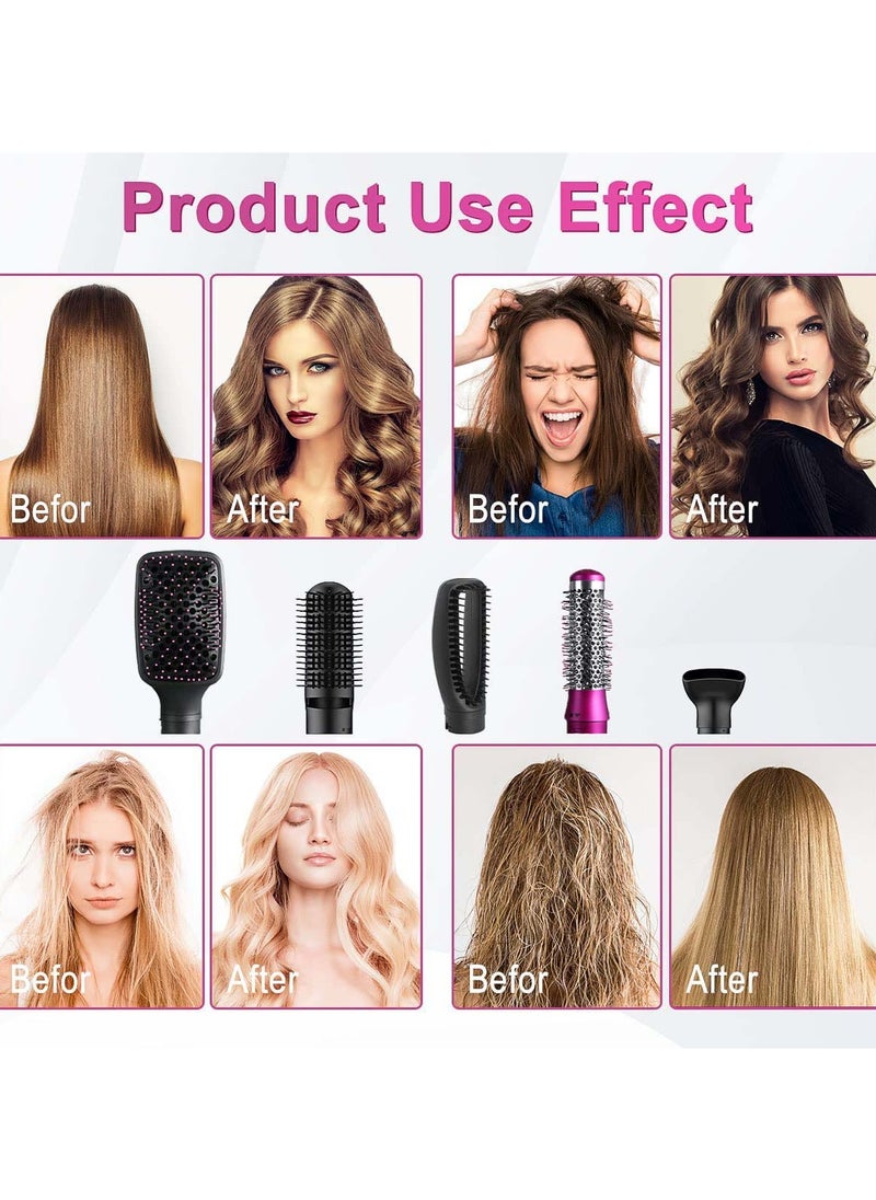 SYOSI - 5 in 1 Hair Dryer Brush Salon Negative Ionic Electric Hot Air Brush Detachable and Interchangeable Hair Straightener Curly Hair Comb Make Hair Smooth Hot Air Wrap Brush with Heat Protective Glove - Image 1
