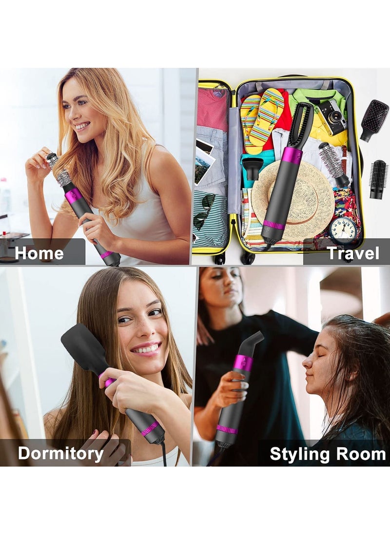 SYOSI - 5 in 1 Hair Dryer Brush Salon Negative Ionic Electric Hot Air Brush Detachable and Interchangeable Hair Straightener Curly Hair Comb Make Hair Smooth Hot Air Wrap Brush with Heat Protective Glove - Image 1
