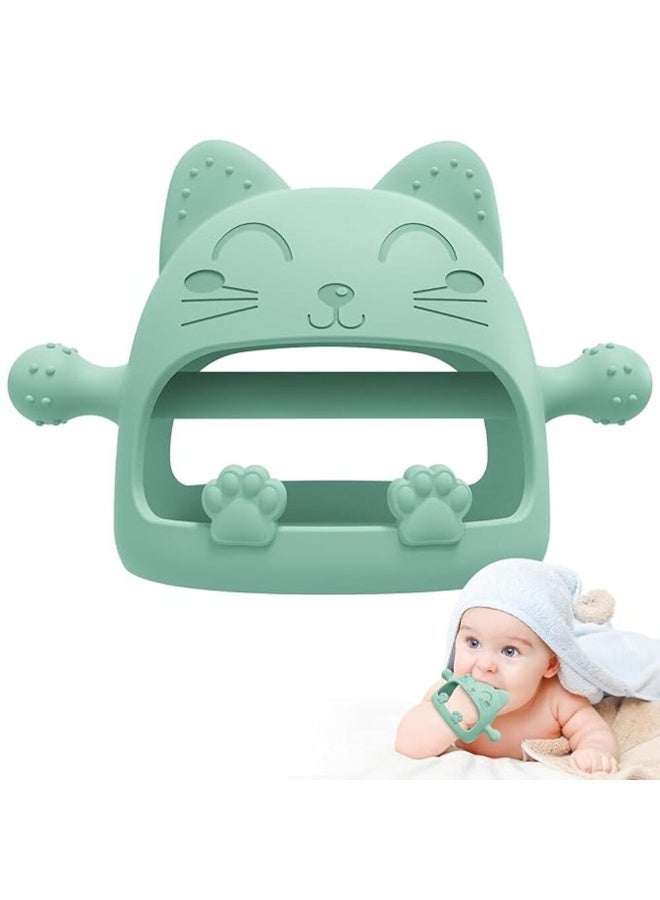 MiniMe Cat-Shaped Silicone Hand Teether | 6+ Months | Pastel Mint Multi-Color - Image 1