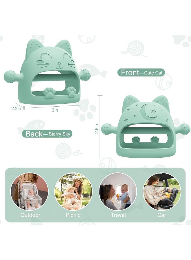 MiniMe Cat-Shaped Silicone Hand Teether | 6+ Months | Pastel Mint Multi-Color - Image 3
