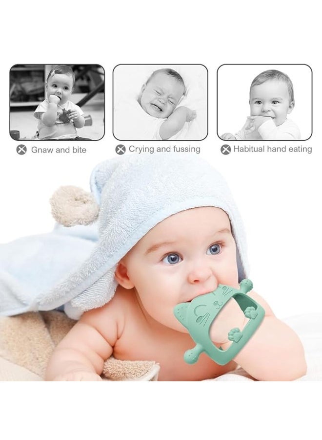 MiniMe Cat-Shaped Silicone Hand Teether | 6+ Months | Pastel Mint Multi-Color - Image 4