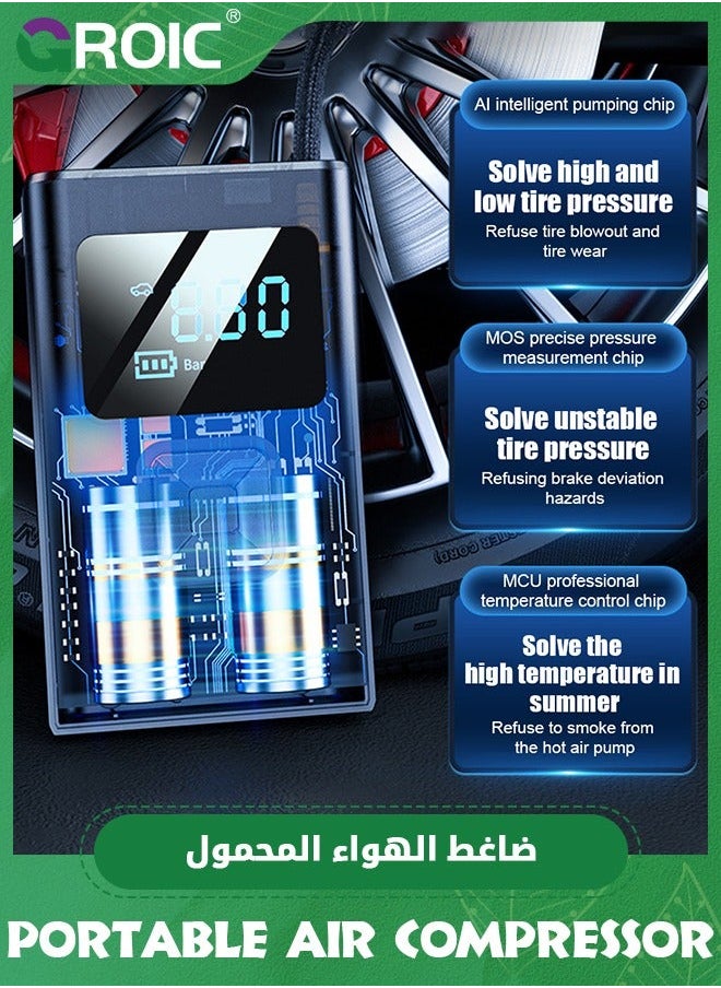 GROIC Tire Inflator Portable Air Compressor, Bike Pump, Pump for Car Tires with Digital Pressure Gauge and Auto Shut-Off, Compressor Bicycle, Motorcycle, Compact Car, Ball  - Image 2