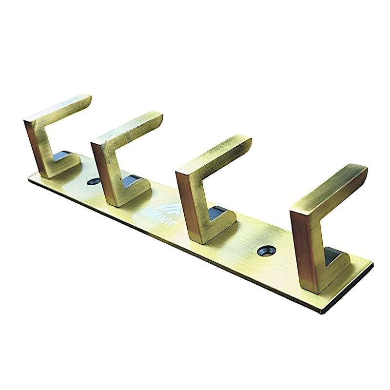 ELITONE Aluminum L Type Hook Rail with 4Hooks for Walls of BathroomKitchenDoorHook Rail Bar for Clothes HangerTowel BarsKeysPack of 2Antique - Image 2