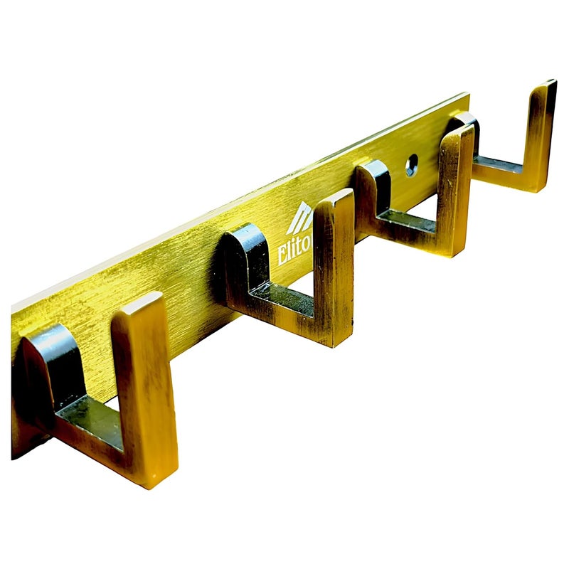 ELITONE Aluminum L Type Hook Rail with 4Hooks for Walls of BathroomKitchenDoorHook Rail Bar for Clothes HangerTowel BarsKeysPack of 2Antique - Image 3