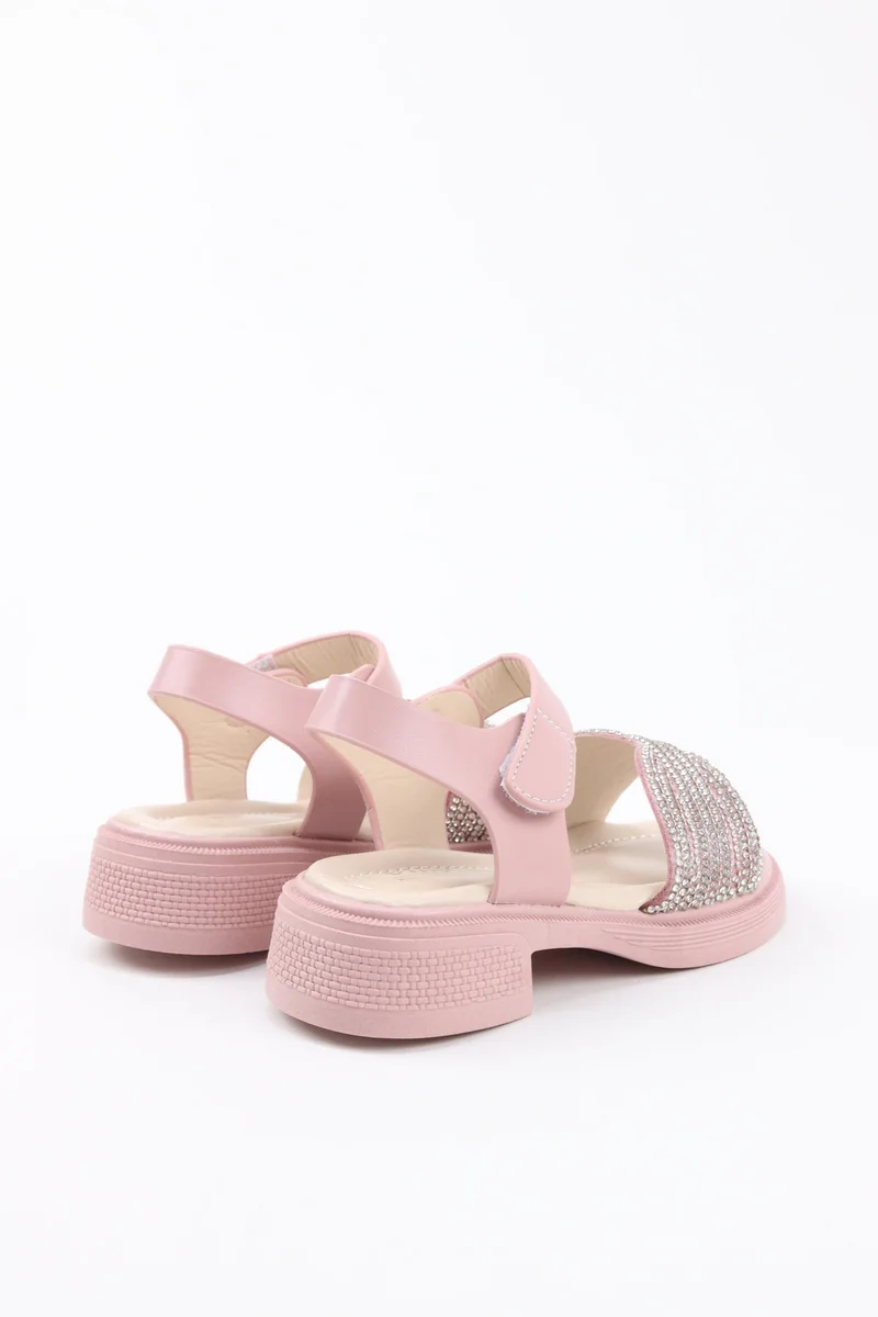 Viny BEIGE VINY Girls Rhinestone Block Heel Sandals – Elegant Dress Sandals for Girls, Low Heel Party & Wedding Sandals, Comfortable Occasion Footwear (Black, Pink, White, Beige) for Women | Best Price UAE