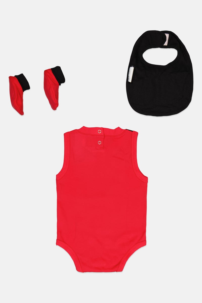 NBA Toddlers Boy 3 Piece Creeper Bib And Bootie Set, Red - Image 2