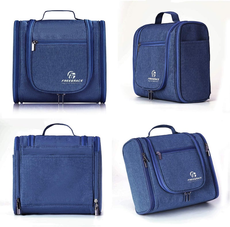 Freegrace Hanging Toiletry Bag Extra Large Capacity | Premium Travel Organizer Bags For Men And Women | Durable Waterproof Nylon Bathroom, Shower, Makeup Bag For Toiletries, Cosmetics, Brushes (Snow Blue) - Image 5