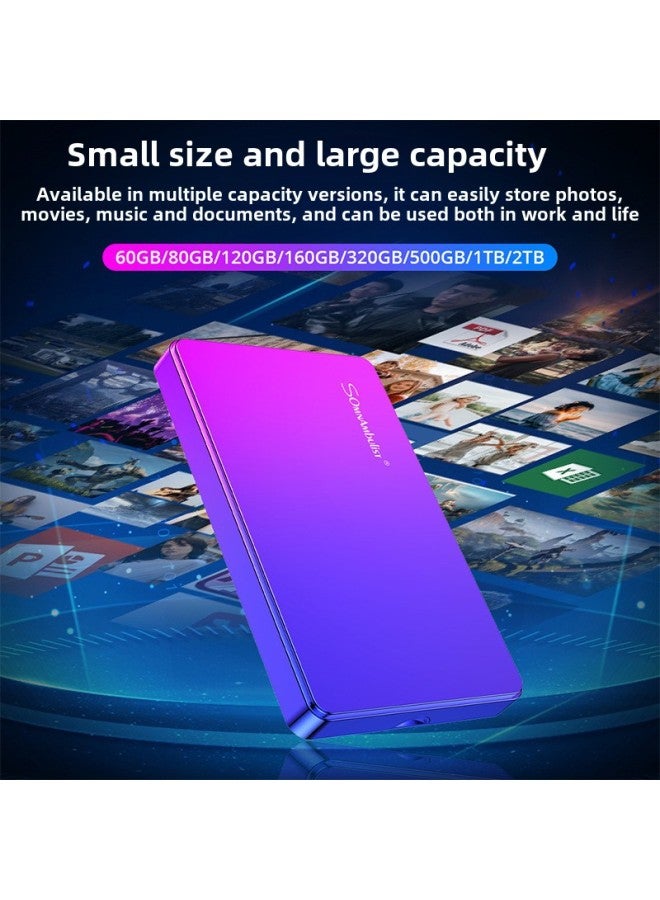 Direct Supply Of High-speed Mobile Hard Disk 1t External 500G Data Storage 320g Computer Usb3.0 Mobile Hard Disk-Capacity:250GB-Interface:(dreamer-gradient Blue And Green) Usb3.0 Leather Bag Packaging  - Image 3