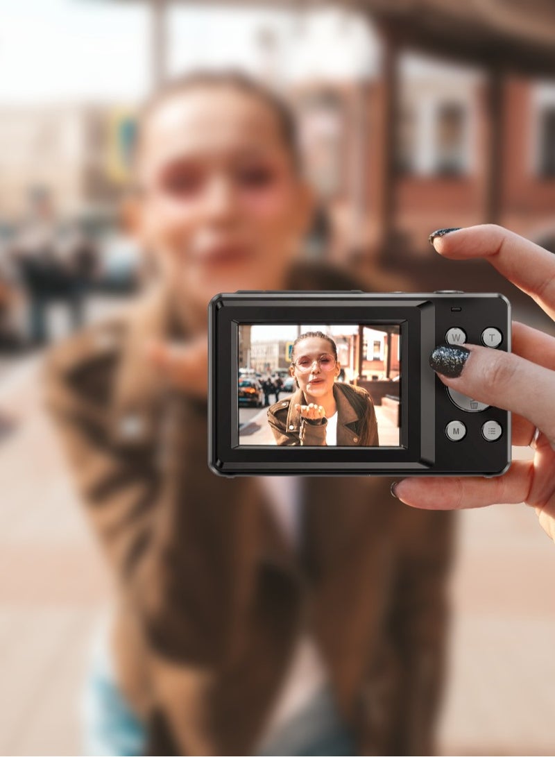 بورودو كاميرا رقمية ثنائية الشاشة بتصميم عصري مع تقريب رقمي 18x وتركيز تلقائي / شاشة عالية الدقة مقاس 2.4 بوصة / دقة فيديو 4K، 2.7K، 1080P، 720P / دقة صور 48 ميجابكسل، 44 ميجابكسل، 36 ميجابكسل، 24 ميجابكسل، 20 ميجابكسل، 16 ميجابكسل، 12 ميجابكسل، 8 ميجابكسل، 5 ميجابكسل - أسود - Image 4