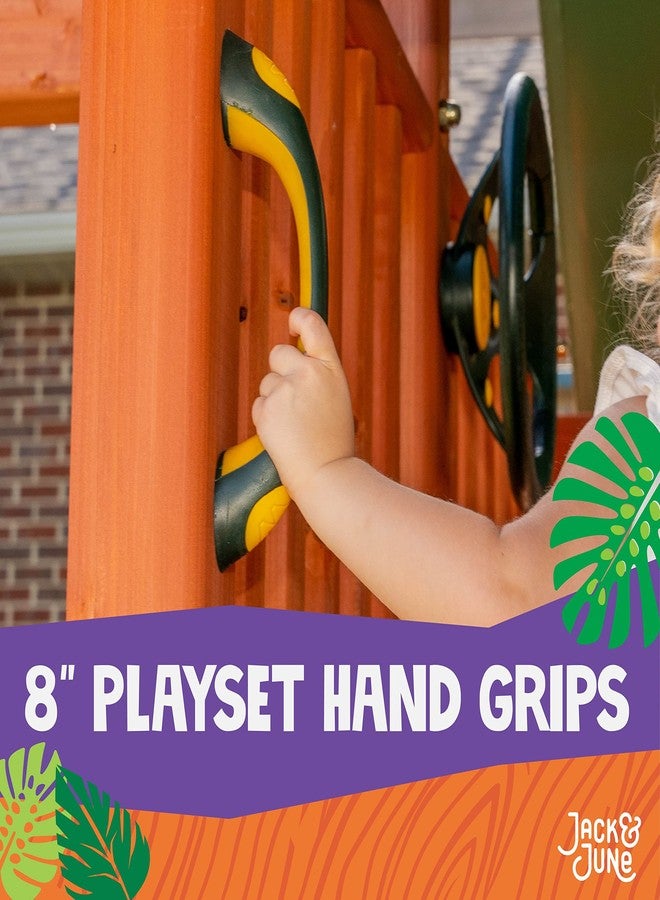 Jack and June Green/Yellow Two-Piece 8” Plastic Playset Handgrips for Added Support and Safety (2 Pack) - Image 2