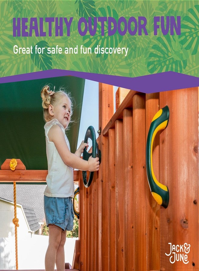 Jack and June Green/Yellow Two-Piece 8” Plastic Playset Handgrips for Added Support and Safety (2 Pack) - Image 5