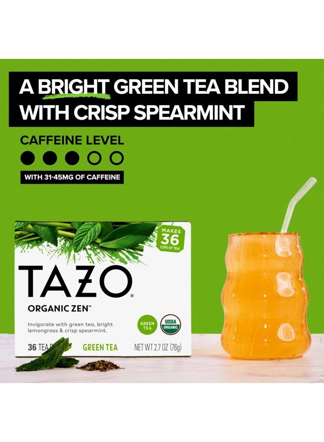 TAZO Organic Zen Green Tea, Caffeinated Tea with Refreshing Lemongrass & Spearmint, 36 Total Bags - Image 4