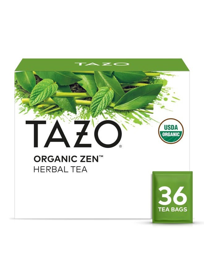 TAZO Organic Zen Green Tea, Caffeinated Tea with Refreshing Lemongrass & Spearmint, 36 Total Bags - Image 1