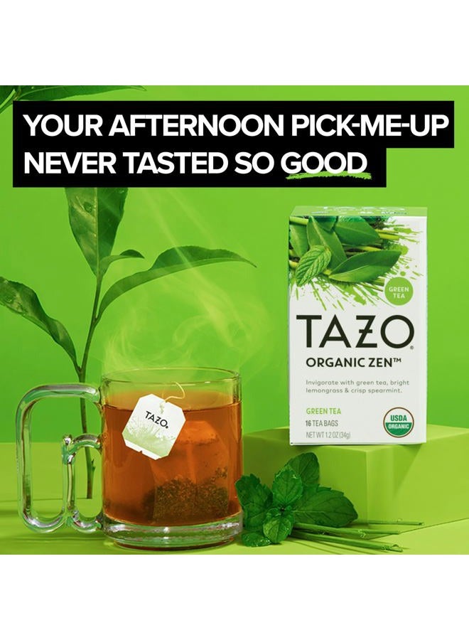 TAZO Organic Zen Green Tea, Caffeinated Tea with Refreshing Lemongrass & Spearmint, 36 Total Bags - Image 2