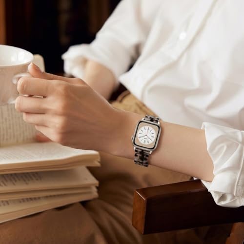 V-MORO Resin Band Compatible with Apple Watch 46mm/45mm/44mm/42mm Women Fashion Dressy Strap Bracelet lightweight Cute Wristband for iWatch Bands Series 11 10 9 8 7 6 5 4 3 2 1 SE2/3(Clear Tortoisel) - Image 2