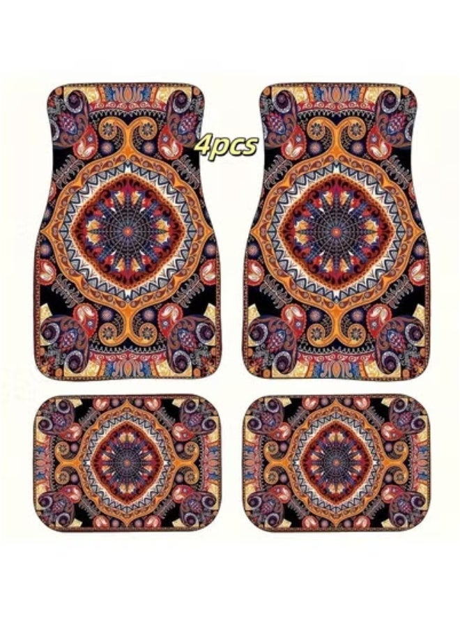 تيمو طقم سجادات أرضية سيارة بتصميم تركي شرقي عتيق - ٤ قطع أمامية وخلفية - Image 1