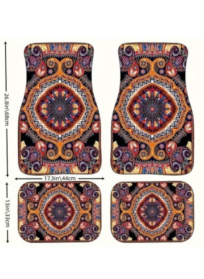 تيمو طقم سجادات أرضية سيارة بتصميم تركي شرقي عتيق - ٤ قطع أمامية وخلفية - Image 2