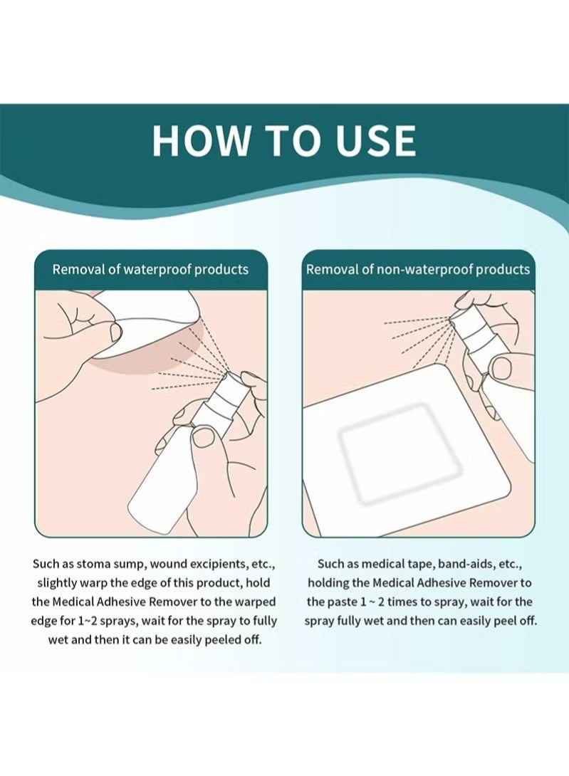 HaLunhi Medical Adhesive Remover Spray, No-Sting Ostomy Adhesive Remover Spray, Adhesive Remover for Skin,Ostomy,Adhesive Tape - Image 3