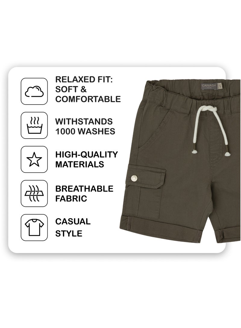 CANADA HOUSE Soft and Comfortable Khaki Cotton Cargo Shorts For Boys - Image 3