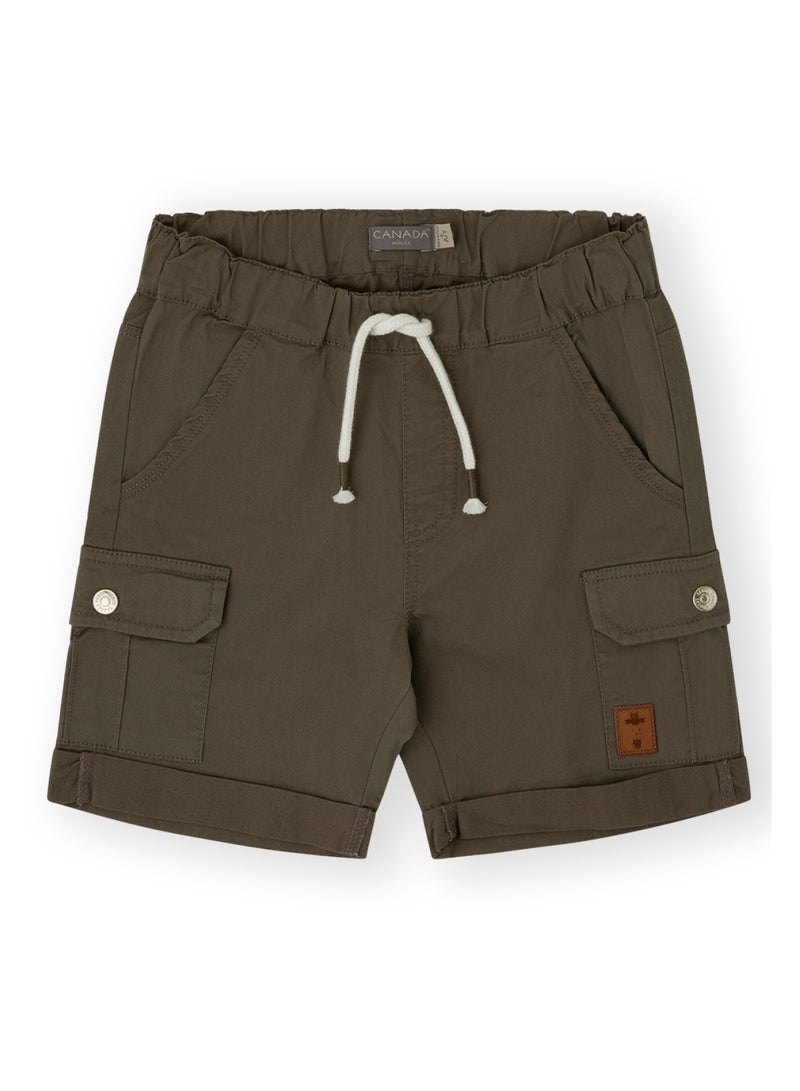 CANADA HOUSE Soft and Comfortable Khaki Cotton Cargo Shorts For Boys - Image 1