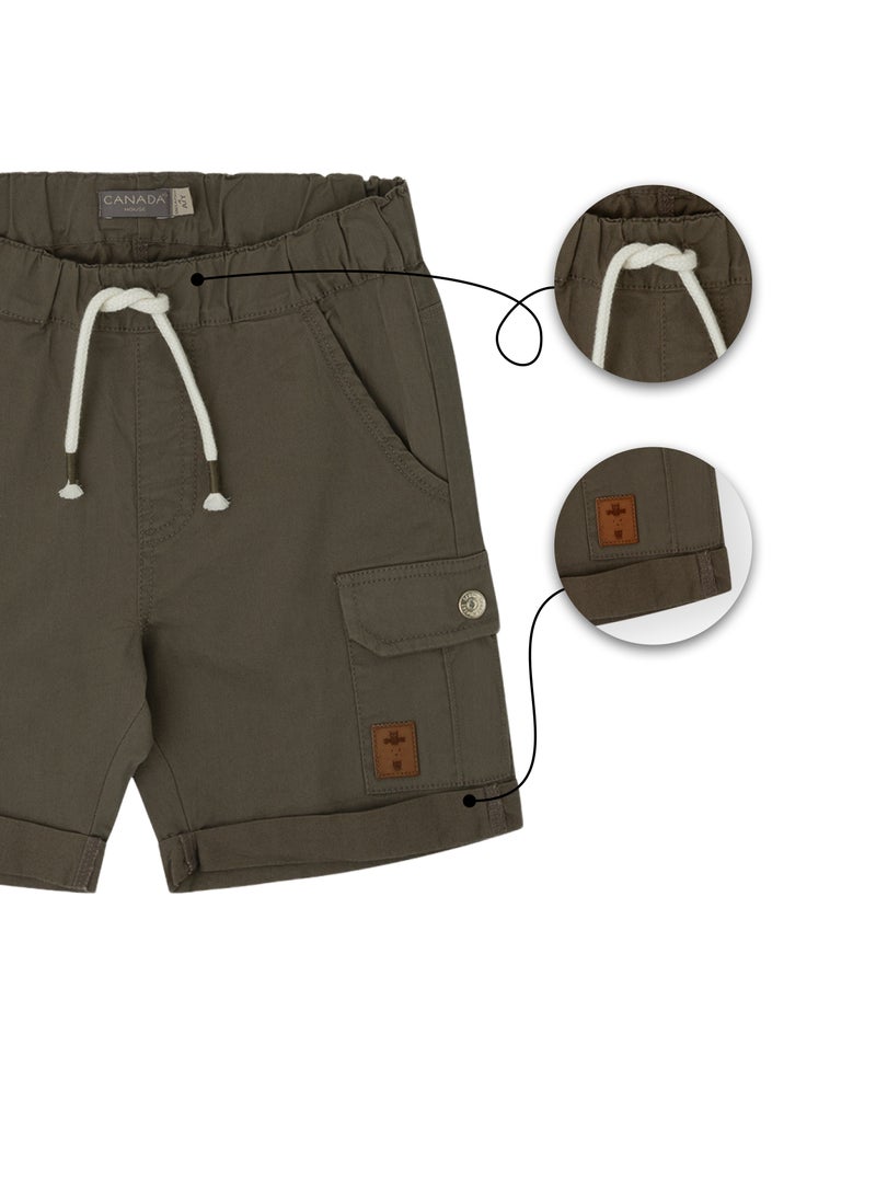CANADA HOUSE Soft and Comfortable Khaki Cotton Cargo Shorts For Boys - Image 4