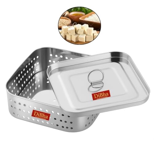 DiBha Stainless Steel Paneer Cheese/Tofu/Sprouts Maker/Mould/Press Maker, (750ml, Square Shape, Silver, L-5.25 B-5. 25 H 1.5 Inch) - Image 2
