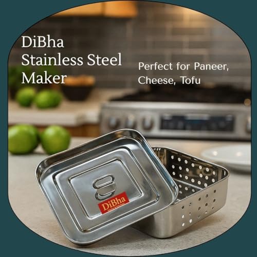 DiBha Stainless Steel Paneer Cheese/Tofu/Sprouts Maker/Mould/Press Maker, (750ml, Square Shape, Silver, L-5.25 B-5. 25 H 1.5 Inch) - Image 5