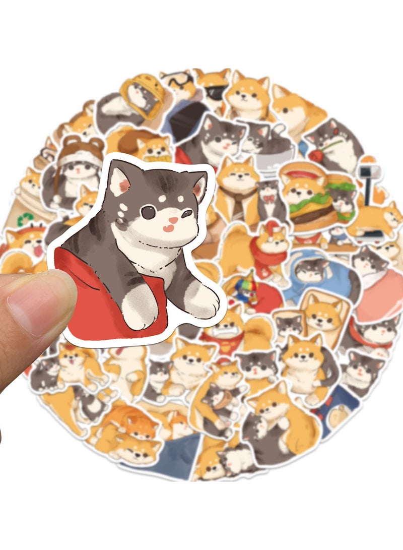 ملصقات كلاب وقطط لأجهزة الكمبيوتر المحمولة، 50 قطعة من ملصقات الفينيل المقاومة للماء على شكل قطط لطيفة ومضحكة وكلاب شيبا إينو وزجاجات المياه والهواتف والتزلج للأطفال والمراهقين والبالغين - Image 5