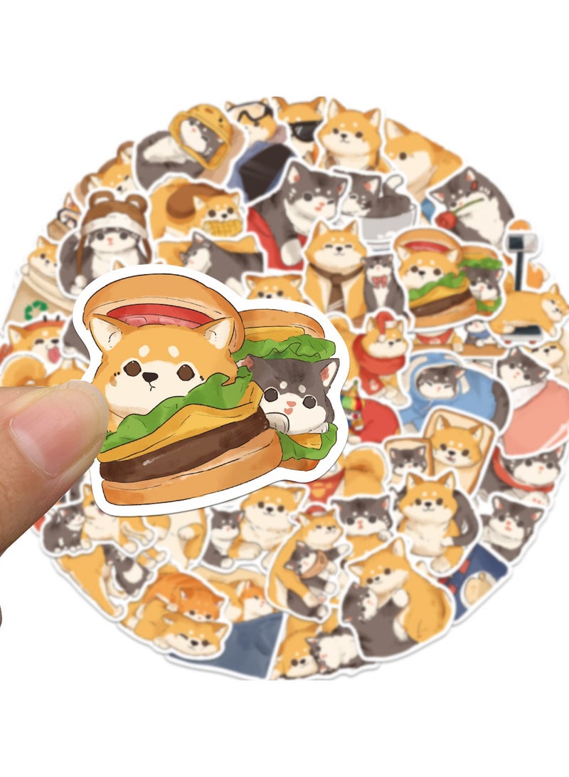 ملصقات كلاب وقطط لأجهزة الكمبيوتر المحمولة، 50 قطعة من ملصقات الفينيل المقاومة للماء على شكل قطط لطيفة ومضحكة وكلاب شيبا إينو وزجاجات المياه والهواتف والتزلج للأطفال والمراهقين والبالغين - Image 4
