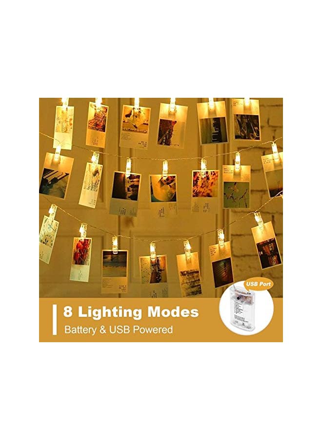 The Bros Photo Clip String Lights, 3M 30 CLIPS Battery &USB Operated Fairy String Lights Hanging Photos Pictures Memos Cards for Exhibition Graduation Birthday Wedding Party Decoration  - Image 3