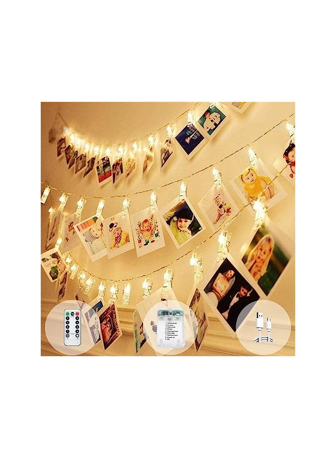 The Bros Photo Clip String Lights, 3M 30 CLIPS Battery &USB Operated Fairy String Lights Hanging Photos Pictures Memos Cards for Exhibition Graduation Birthday Wedding Party Decoration  - Image 2