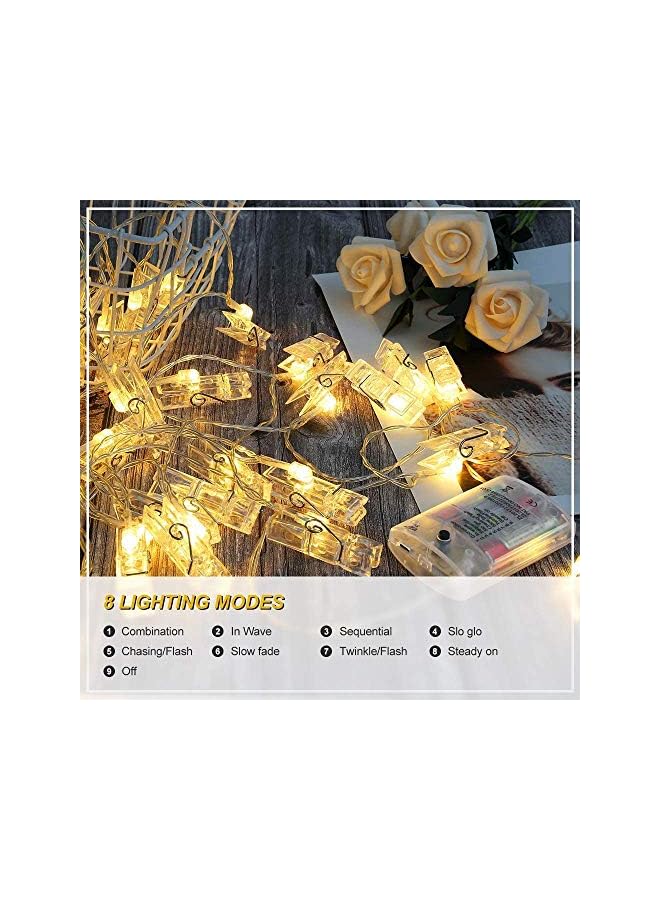 The Bros Photo Clip String Lights, 3M 30 CLIPS Battery &USB Operated Fairy String Lights Hanging Photos Pictures Memos Cards for Exhibition Graduation Birthday Wedding Party Decoration  - Image 4