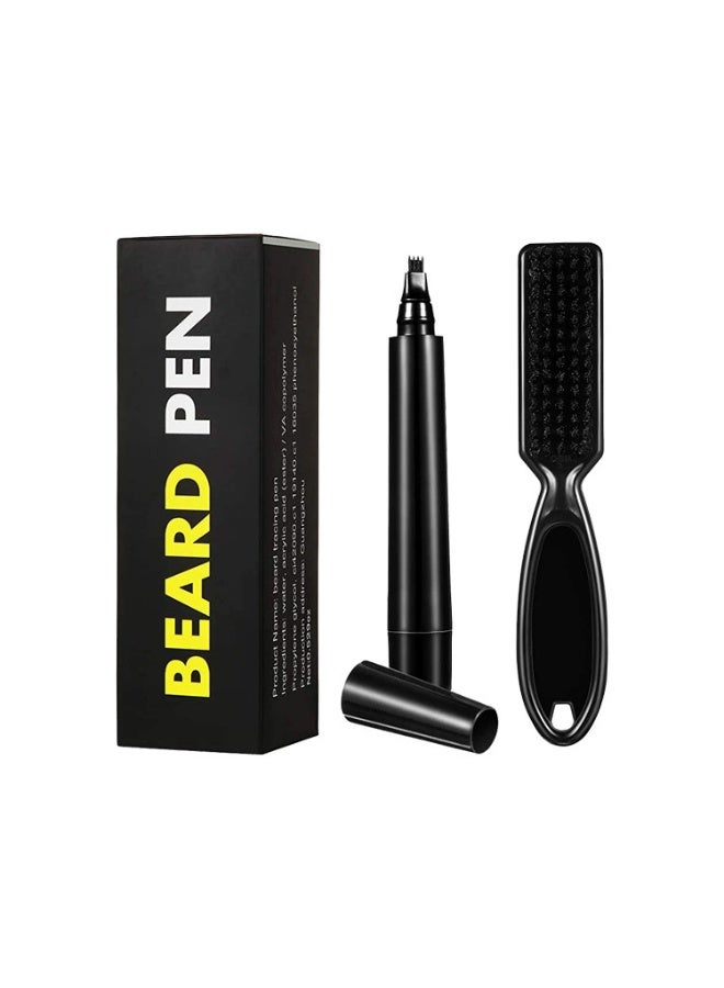Beard Waterproof Beard Pen,Beard Filler Pen, Beard Shaping Pen Moustache Coloring ,Beard Coloring Filling Enhancer Black Fiber Hair Beard Stuffing Pen Tool Sweat-Proof Long-Lasting Coverage - Image 4