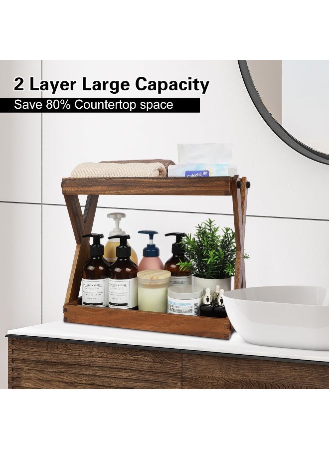 Wooden 2-Tier Countertop Organizer Shelf, Multipurpose Storage Rack for Kitchen, Coffee Bar & Bathroom - Image 5